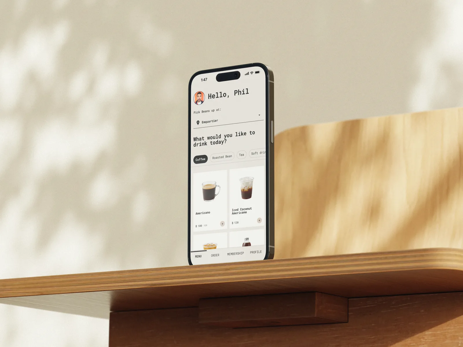 Self-ordering app & loyalty cover