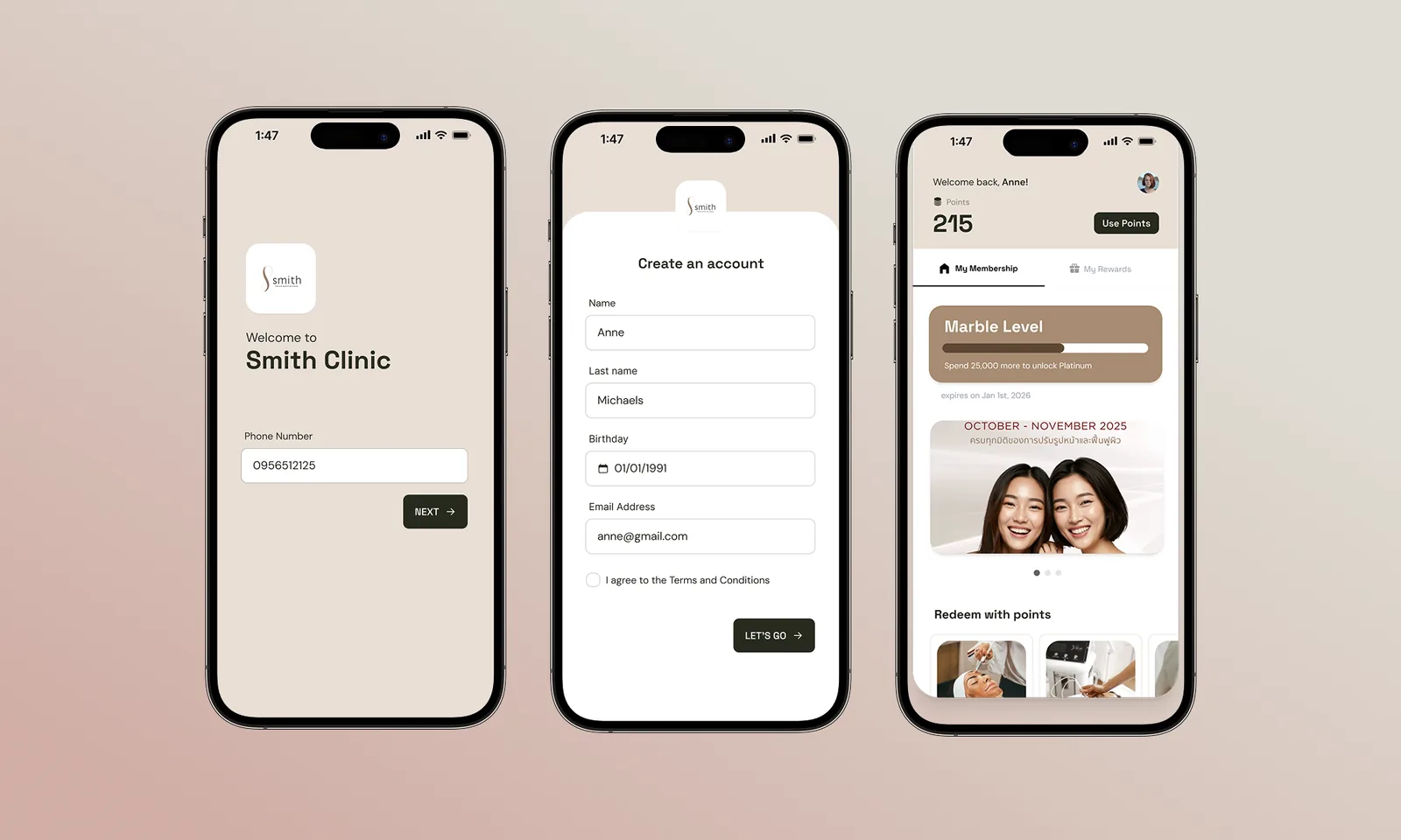 App screens